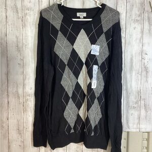 Men's Croft & Barrow Easy-Care Argyle V-neck Sweater size large